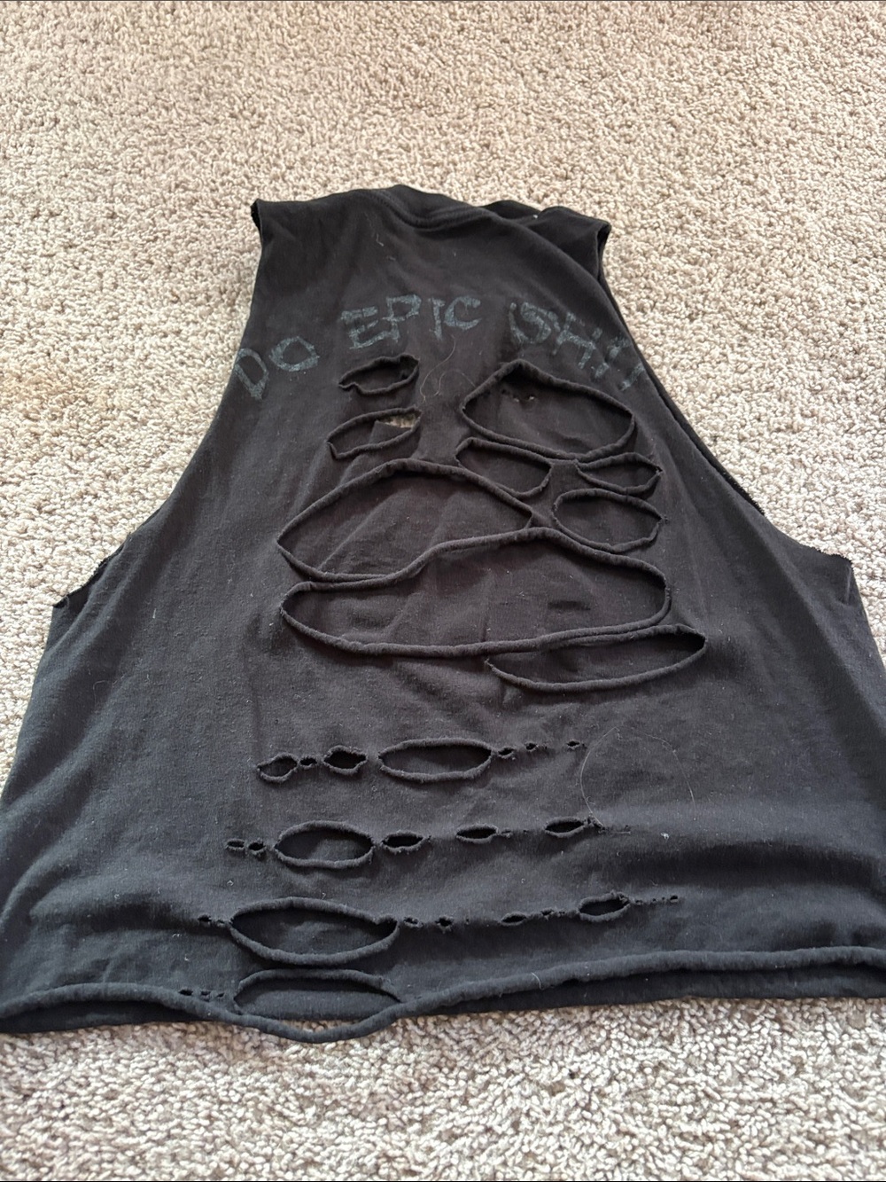 Black Distressed Muscle Tank with Skeleton Hand Graphic - Picture 2 of 2